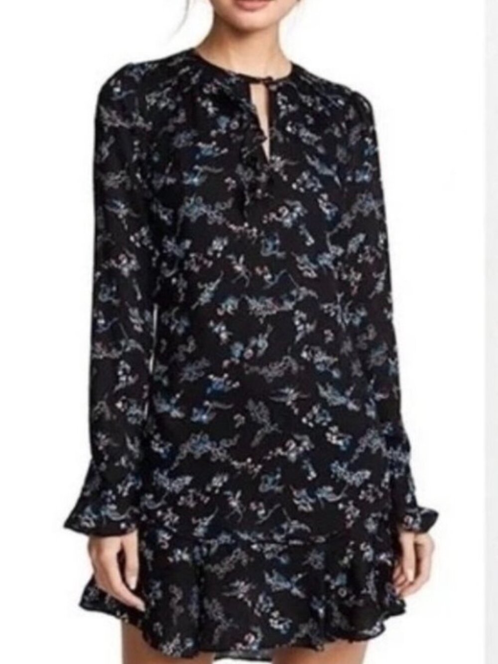 NWOT Veronica Beard Preston Silk Floral Ruffle Mini Dress. Size 8